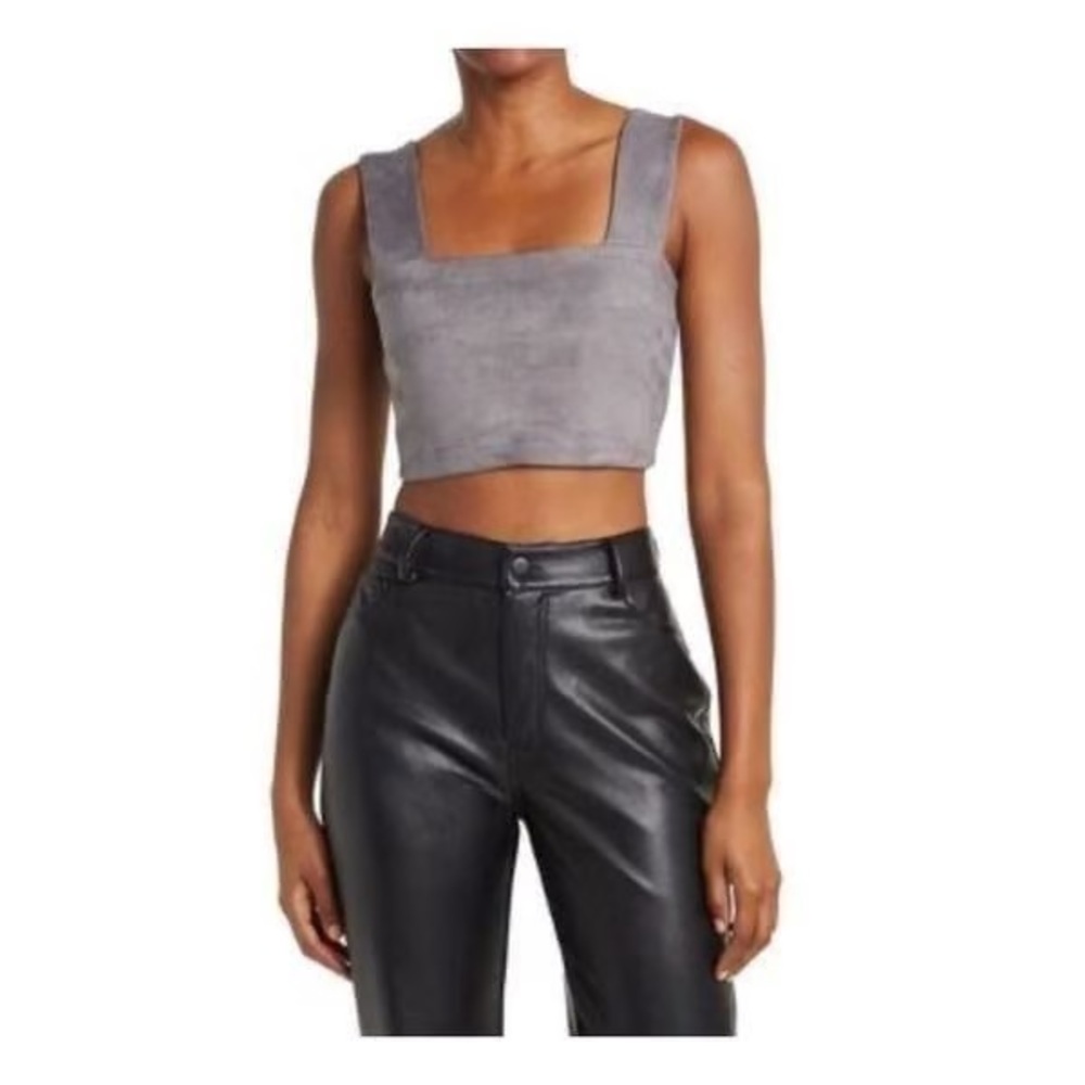 Susana Monaco Crop Wide Strap Top Suede Sz S